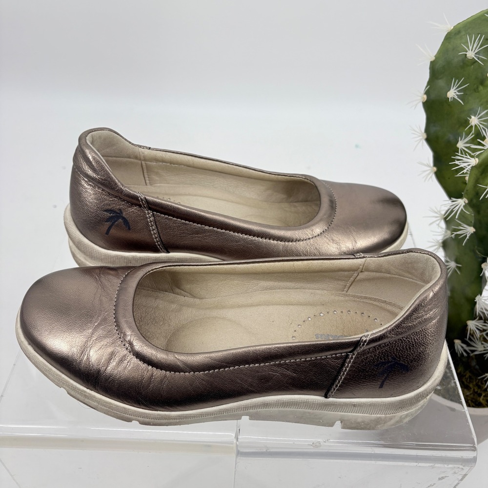 Dromedaris Vanessa Leather Slip-On Comfort Wedge Bronze Size 38 Glam Comfy